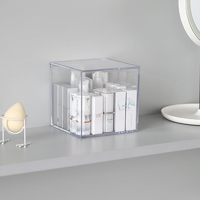 Large Acrylic Storage Box Coffee Pod Holder Clear Acrylic Hinged Lid Box Organizers Accessories Anti Dust Durable Clear Acrylic Box for House and Office Use, Transparent Box