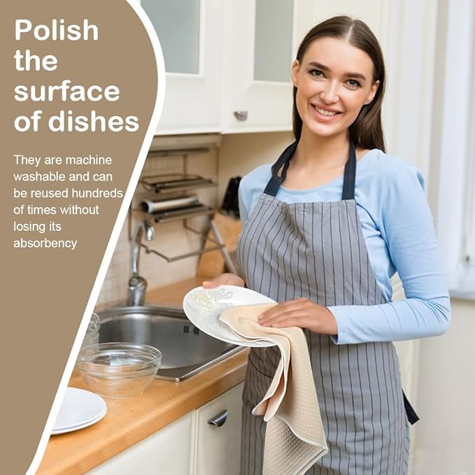 Microfiber Dish Towels for Drying Dishes Premium Sublimation Blank Towels Fast Drying Tea Towel Polyester Kitchen Towel 16 Inch X 24 Inch 10 Pack Cream
