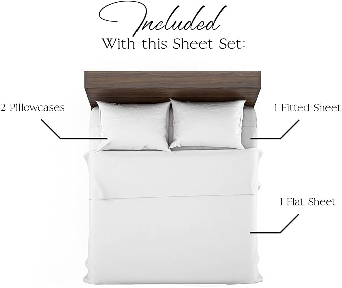 Northwest Ashford Home Essentials 4-Piece Queen Sheet Set – Ultra Soft & Breathable Microfiber Bedding – Deep Pocket Easy Care Fitted Sheet – Optical White