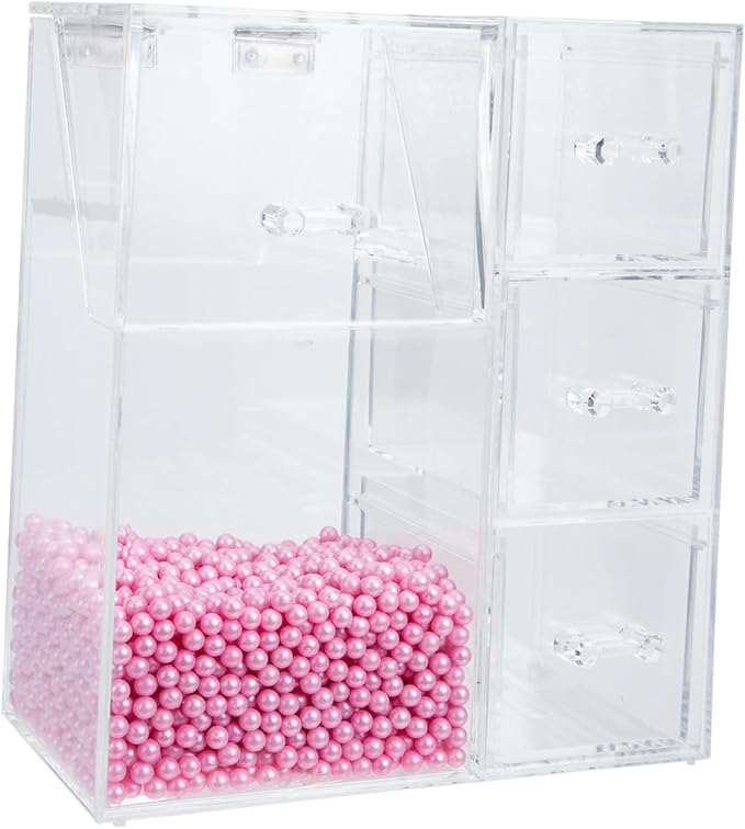 Acrylic Cosmetic Brush Holder Lid Multifunctional Makeup Organizer for Dressing Table Dustproof Storage Case for Makeup Brushes and Jewelry