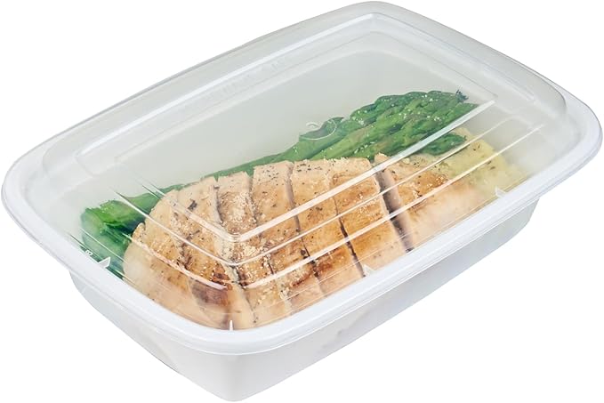 Restaurantware-Asporto 38 Ounce Take Out Containers, 100 Food Containers With Lids - Microwavable, Disposable, White Plastic To Go Boxes For Food, No BPA, For Take Out And Delivery