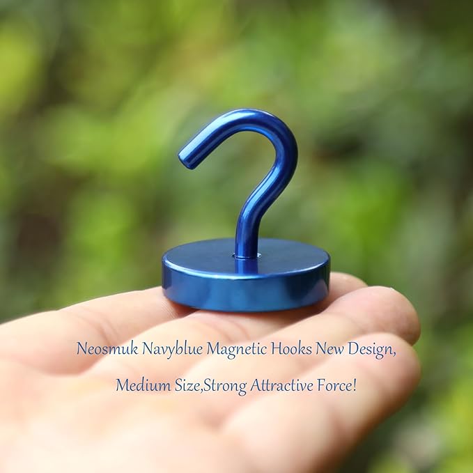 Neosmuk Magnetic Hooks, Cruise Ship Essentials, 130lb+ Heavy Duty Magnetic Hooks for Cruise Cabins, Refrigerator, Grill, Hanging, and Travel | Extra Strong Must-Haves Magnet Hook,Navyblue