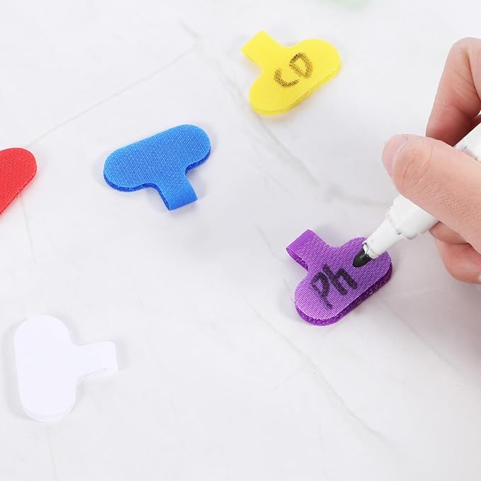 60 PCS Cable Labels Electronic Cable for Organizing Wires and Identification, Multi-Color Write On Cord Labels for Management and Identification (6 Colors)