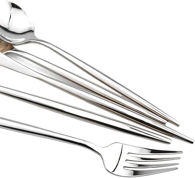 Gugrida Portable Silverware Set - 20-Piece Flatware Cutlery Set - 18/10 Stainless Steel - Mirror Polishing Silver - Travel Elegant Modern Utensils - Service for 4 Include Steak Knife Dinner Fork Spoon