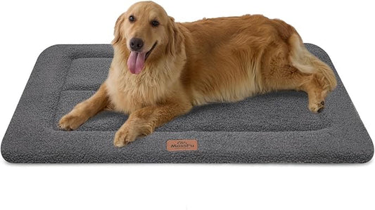 Reversible Dog Crate Pad Bed for Large Dogs,Washable & Non-Slip Kennel Pet Mat, High Density Foam and Soft Fleece Cat Bed for Indoor & Outdoor Use, 41" x 28", Dark Gray