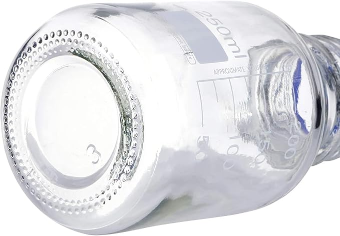 Lab Media Storage Round Bottles Graduated Glass Container GL45 Screw Cap Leakproof Multi-Purpose for Scientific — pack of 10 (Blue,250ml)