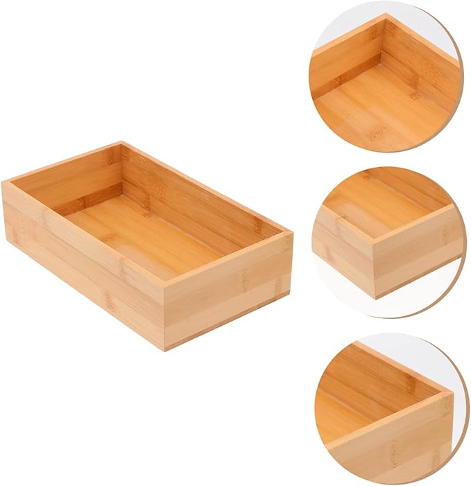 Made Bamboo Storage Organizer Compact Desktop Container for Home Items Multi-functional Khaki Bamboo Box with Simple Design Space-saving and Easy to Use