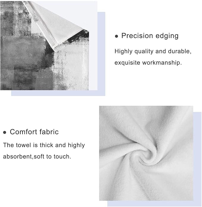 Black and White Bath Towels Set,3 Piece Modern Abstract Black Grey Towels Set(1 Bath Towel 1 Hand Towel 1 Washcloth),Soft Absorbent Decorative Bathroom Towels for Bath,Fingertip,Hair,Face