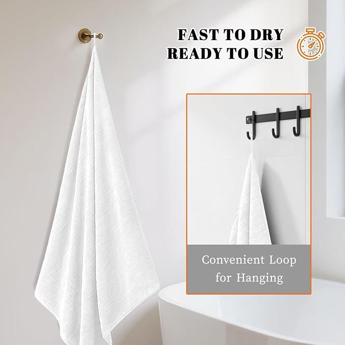 Bath Towels Set of 4 Extra Large 35 x 70 Inches,Luxury Thick High Absorbent and Quick Dry Bath Sheet,Ultra Soft Microfiber,Bathroom,Beach,Yoga,Sport,SPA,Fitness (White)