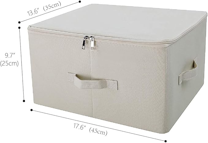 iwill CREATE PRO Collapsible Rigid Storage Bins with Lid, Shelves Clothes Storage Cubes, Tide Up Your Wardrobe, Beige, Set of 2