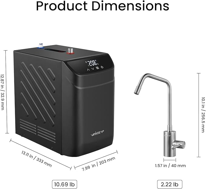 Instant Hot Water Dispenser 110V, Under-Sink Hot Water Boiler with Faucet, 3.4 Qt Stainless Steel Tank, Digital Temperature 113–208°F, Energy-Efficient Design, Quiet Operation & Child Safety Lock
