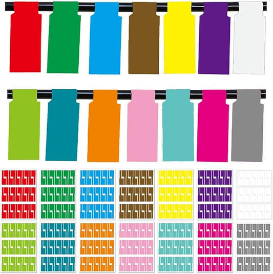 14 Sheet Multicolor Cable Labels, 420 Pcs Waterproof Vinyl P-Shaped Cable Tages for Cord Management,Self-Adhesive Handwritten Wire Markers for Electronics Cable Organize,Printable for Laser Printer
