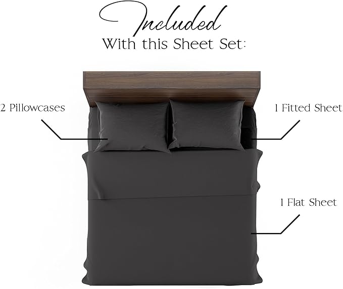Northwest Ashford Home Essentials Bedding, 4 Piece Full Size Sheet Set, Stretch Limo Black