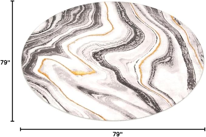 SAFAVIEH Craft Collection Area Rug - 6'7" Round, Grey & Gold, Modern Abstract Design, Non-Shedding & Easy Care, Ideal for High Traffic Areas in Living Room, Bedroom (CFT819F)