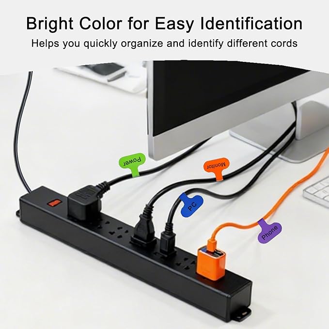 40 Pcs Multi Color Cable Labels, Oval Wire Labels for Electronics, Computer & Industrial Cable Management and Identification, Durable Cord Tags with Writable Surface in 8 Assorted Colors(1.5" x 0.78")
