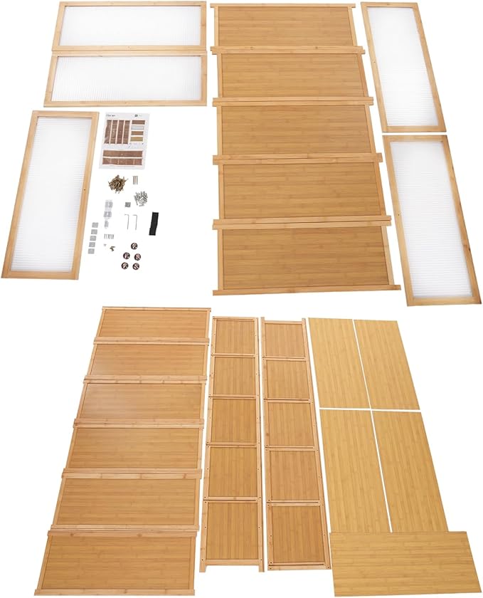 Tall Bamboo Shoe Cabinet with Doors, 10 Tier Large Capacity Shoe Rack Organizer, Narrow Freestanding Storage Shelf for Entryway, Hallway & Closet, Holds 40-45 Pairs (Brown)
