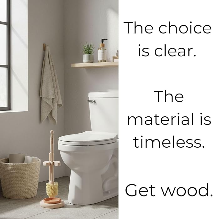 Gaia Guy Beech Wood Toilet Brush with Stand & Ceramic Drip Tray – Eco-Friendly Toilet Scrubber with Sisal Bristles – Compostable, Biodegradable & Plastic-Free Bathroom Cleaner