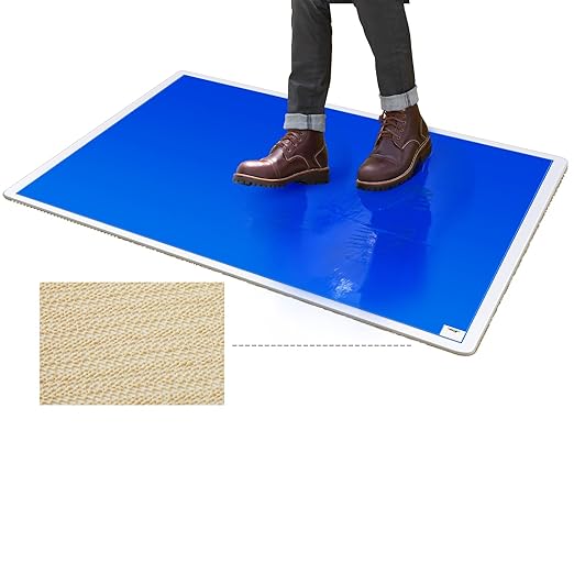 Nuanchu Adhesive Mat Pad Include 1 Sticky Non Slip Base Pad 2 Tacky Dust Mats Construction of 30 Sheets (60 Sheets Total) for Clean Room Science Lab Matting Laboratory Hospital(Blue,18x36 Inches)