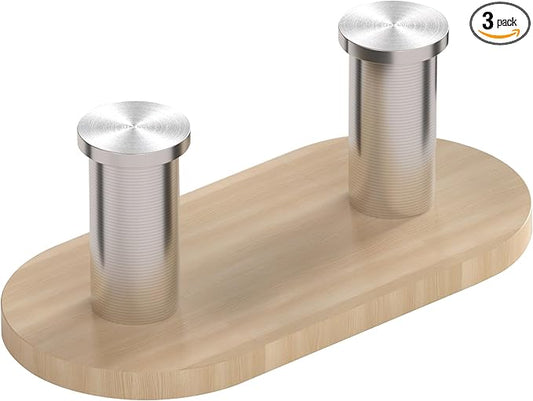 Kayqi 304 Stainless Steel Medium-Sized Minimalist Multifunctional Hooks, self-Adhesive (Set of 3) (Silver)