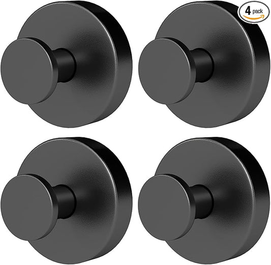 Suction Cup Hooks for Shower, Heavy Duty Towel Hooks for Walls No Damage, Modern Shower Suction Hooks for Kitchen Bathroom Wall, Glass, Mirror, Tile, Hanging Towels Robes, Black (4 Pack)