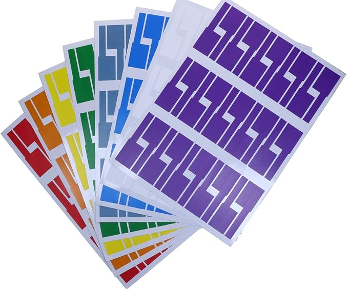 Mini Skater 240 Labels 8 Sheet Colorful Waterproof Cord Labels Tags Write on Stickers Tear Resistant Flexible Works Cord Identification Labels for Laser Printer (8 Sheet (240 Labels))