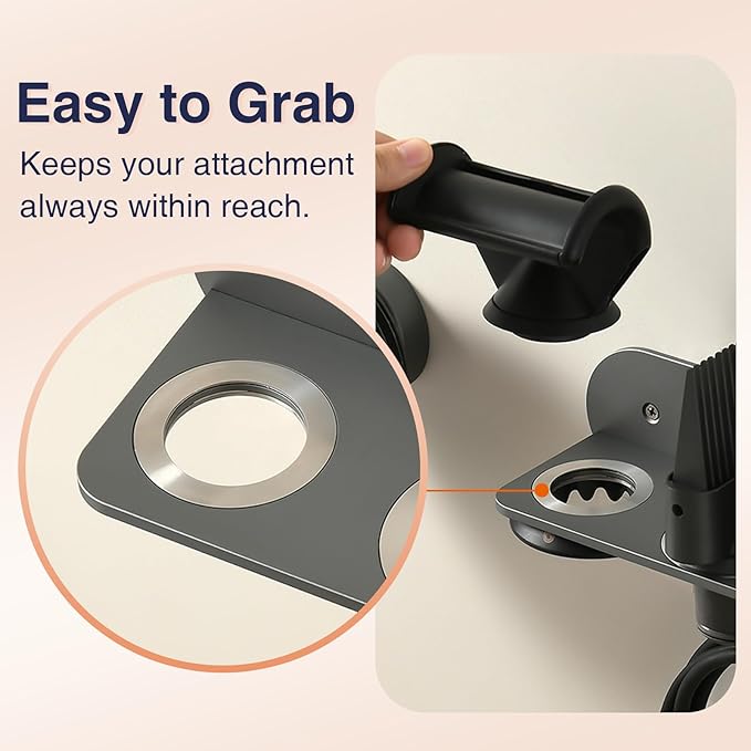 Hair Dryer Holder, Wall-Mounted Blow Dryer Holder, for Dyson Supersonic Nural Attachments, Metal, Gray