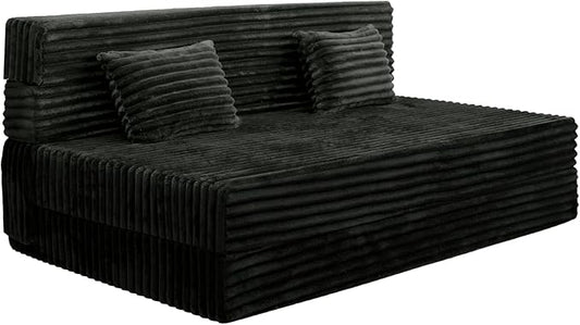Folding Sofa Bed Queen Size, Convertible Sleeper Chair Loveseat with Pillow, Futon Chair Sofa Bed, Fold Out Floor Couch, Foldable Mattress for Living Bedroom Guest Room Dorm, Charcoal Moss Grey