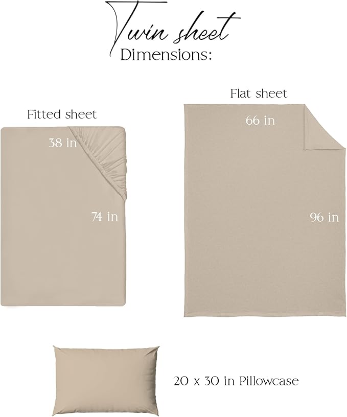 Northwest Ashford Home Essentials Bedding, 3 Piece Twin Size Sheet Set, Sand Dollar Taupe