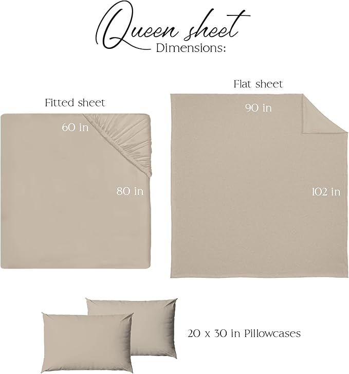Northwest Ashford Home Essentials Bedding, 4 Piece Queen Size Sheet Set, Sand Dollar Taupe