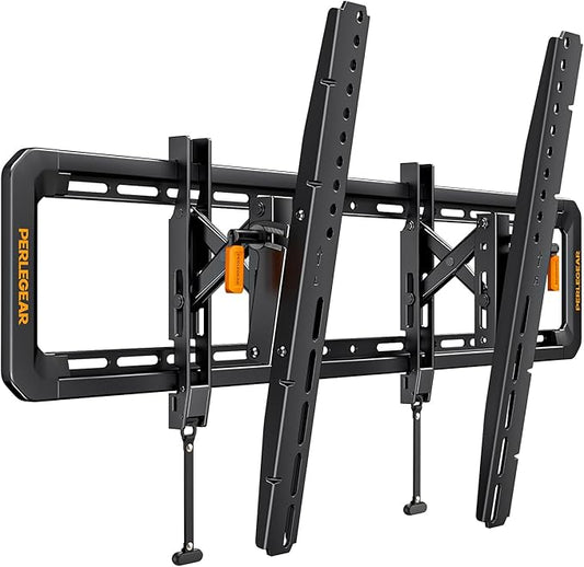 Perlegear Advanced Tilt TV Wall Mount, Pre-Assembled Tv Mount for Most 42-90 inch TVs up to 150 lbs, 6-inch Arm Extension, 15° Full Tilt, Fits 24″/16″ Wood Studs, Max VESA 600x400mm