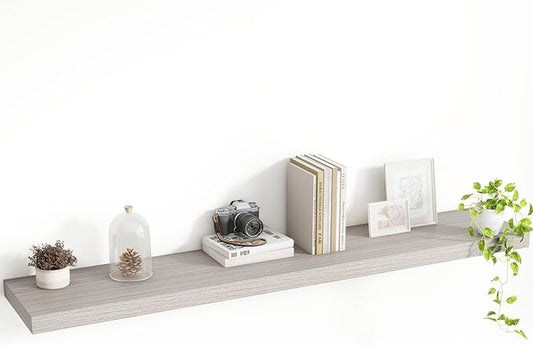 48 Inch Floating Shelves, 8 Inch Deep Floating Shelves for Wall, Hanging Shelf with Invisible Brackets, Deep Shelves for Bathroom, Bedroom, Living Room, Grey, Set of 1
