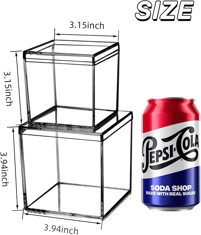 8pcs Acrylic Box, Small Acrylic Boxes with Lids, Small Storage Containers,Plastic Box for Gift, Mini Figures, Jewelry, Candy, and Cases for Collectibles 3.94/3.15in