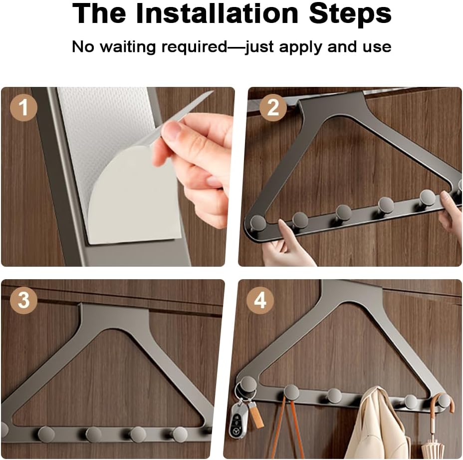 Over-Door Hook Rack — No-Drill 6-Hook Organizer for Bedroom, Bathroom & Entryway | Nestify