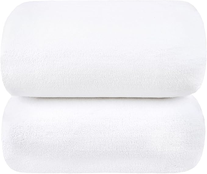 Microfiber Bath Towels, Bath Towel 2 Pack(35" x 70"), Oversized, Soft, Super Absorbent and Fast Drying, Multipurpose Use for Sports, Fitness, Yoga, Microfiber White
