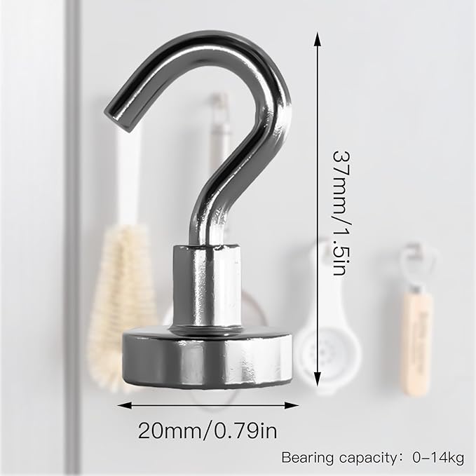 Magnetic Hooks, 35lbs Magnet Hooks Strong Magnets Refrigerator Fridge for Classroom Beach Vacation Kitchen Grills Home 10 Pack(Silver)