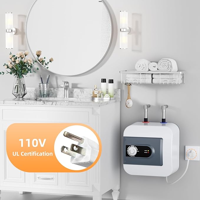 Electric Mini Tank Water Heater, 4Gallon Under Sink On Demand Hot Water Heater, Wall or Floor Mounted, 1500W Point of Use Instant Hot Water for RV Kitchen Bathroom Restaurant