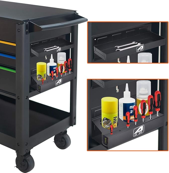 Eisen trayset 4pc Magnetic Toolbox Tray Set, Magnetic Tool Box holder for Cabinet Side Shelf Storage Van Workshop, Tool Trays, Paper Towel Holder and Spray Can Holder, Black