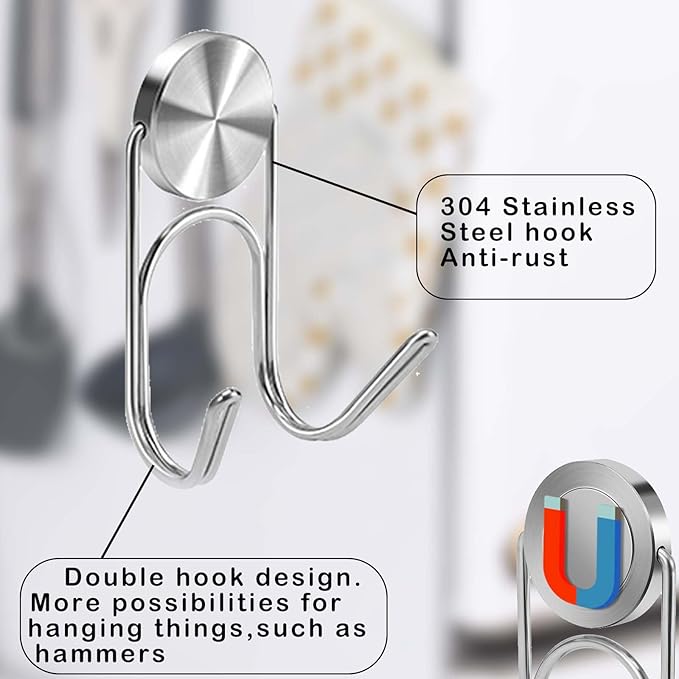 Magnetic Hooks Heavy Duty Magnetic Hooks,Magnets Hanging Hooks for Refrigerator Grill Toolbox Cabins Outdoor,Cruise Essentials Camper Accessories,8pack(Silver,0.9in-2 15Lbs)