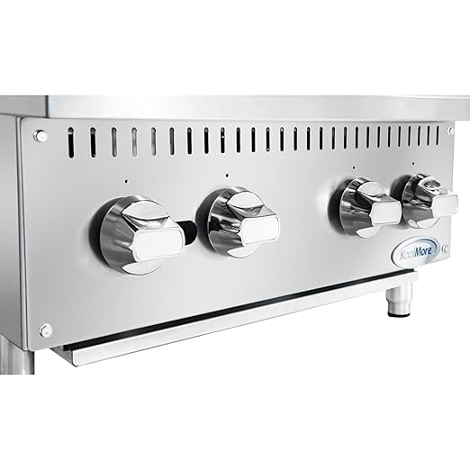 KoolMore 24 in. Commercial Four-Burner Natural Gas Step Up Range, 104000 BTU in Stainless-Steel, ETL Listed (KM-CRSU-24)