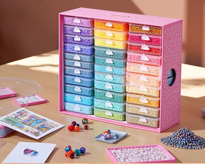 30pcs Diamond Tray Organizer - Diamond Painting Storage Trays with Lids, Stackable Diamond Sorting Tray Diamond Art Accessories for 5D DIY Beads Storage & Line-Up
