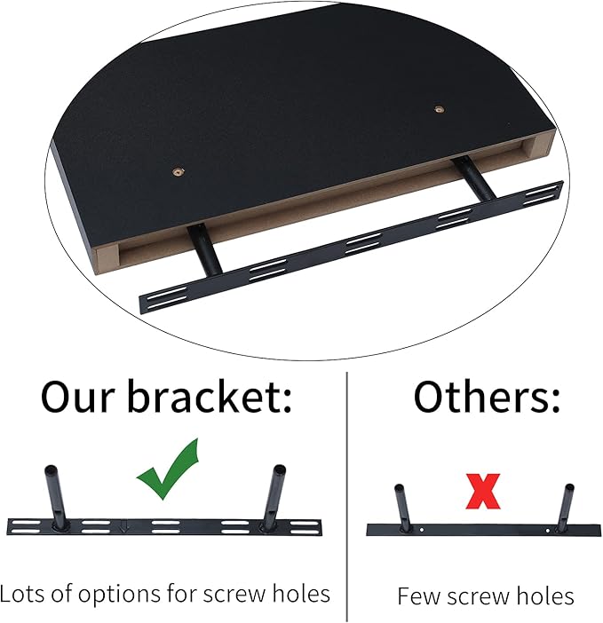 WELLAND Set of 2 Floating Shelves Wall Mounted Shelf, for Home Decor with 8" Deep (Black, 15 inch)