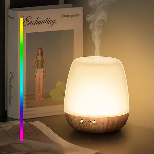 Essential Oil Diffuser - 2.4MHz Ultrasonic Glass Diffuser for Home&Commercial, 180ml, Pulse&Continuous Mist, 7 Mood Lighting Modes, Waterless Auto-Off, Aromatherapy Diffuser with Light