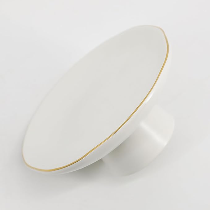 COLLECTIVE HOME - Ceramic Jewelry Tray, Decorative Geometric Jewelry Dish, Luxurious Trinket Tray with High Base, Birthday Mother's Day for Women (Round Glossy Gold)