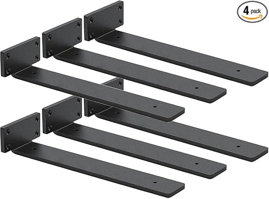 6 Pack Shelf Brackets 14 Inch Floating Shelf Bracket 1/5 inch Thick Heavy Duty Hidden Shelf Brackets Iron Metal Brackets for Shelf Support with Screw Included