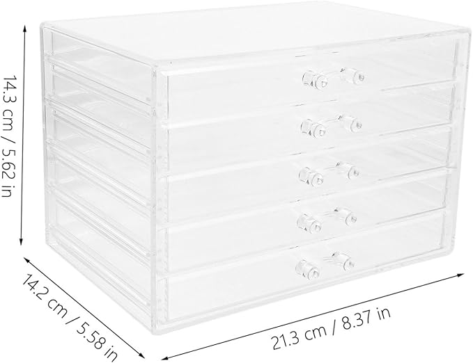 Cabilock Five Drawer Storage Box for Makeup Jewelry Organizer Acrylic Countertop Minimalist