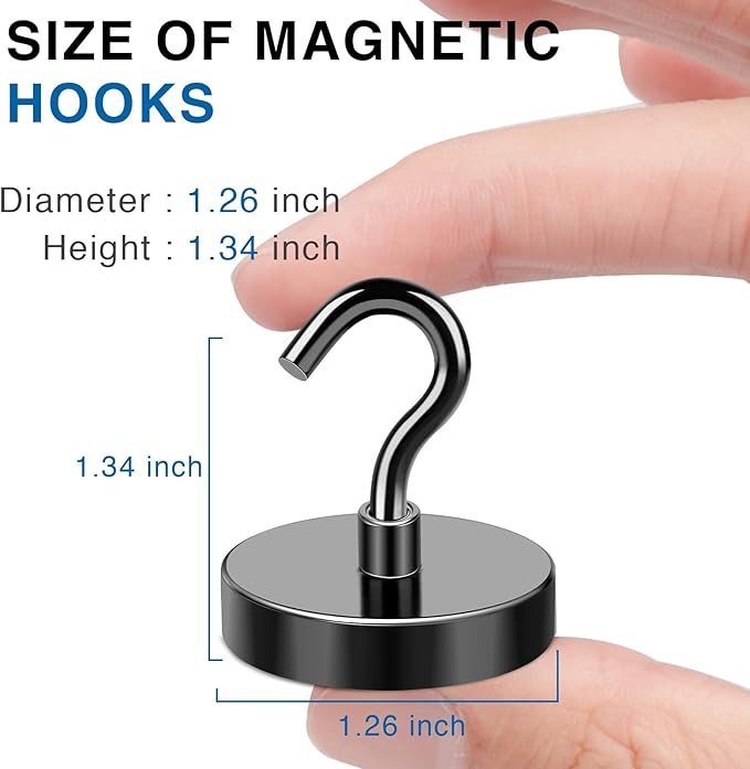 LOVIMAG Magnetic Hooks for Cruise Cabins, 120lbs Black Magnetic Hooks for Classroom, Strong Magnets with Hooks for Hanging, Neodymium Magnet Hooks for Fridge, Ceiling, Locker, Camper, Travel-25 Pcs