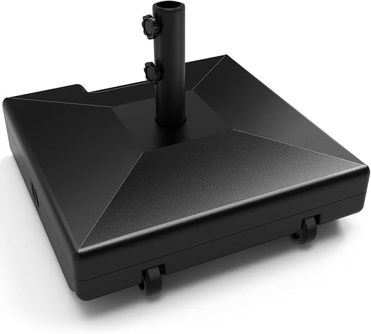 GT GETCO TECH Umbrella Base with Wheels and Handle, Heavy Duty Umbrella Stand Base 120lbs, Fillable Umbrella Base Outdoor Base for Patio, Poolside, Deck, Lawn, Windproof, Fits Most Sized Umbrellas