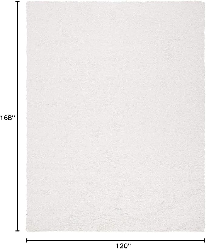 SAFAVIEH August Shag Collection Area Rug - 10' x 14', White, Solid Design, Non-Shedding & Easy Care, 1.5-inch Thick Ideal for High Traffic Areas in Living Room, Bedroom (AUG200A)