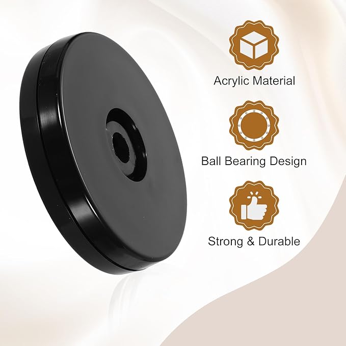 uxcell 2Pack Acrylic Lazy Susan Turntable, 2.5" Spinner Lazy Susan Turntable Organizer, Acrylic Ball Bearing Rotating Tray for Pantry Spice Rack Decorating, Black