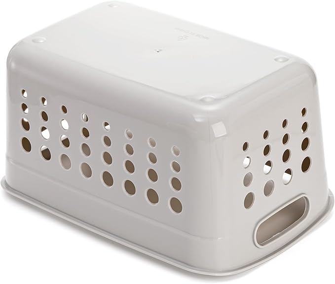 DEAYOU 9 Pack Plastic Storage Basket, Small Pantry Organizer Basket Bins, Rectangular Storage Tray Baskets Container with Handle for Shelf, Bathroom, Household, Desktop (Beige, White, Gray)